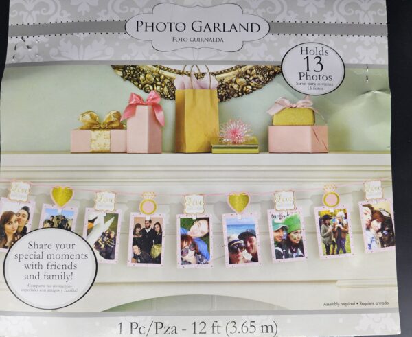 Amscan 9913258 - Fotogirlande Hochzeit, Papier, Bildergirlande, Wanddekoration, Geburtstagsdeko