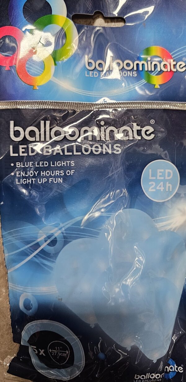Latexballon 5 mal 30cm, blau dauerleuchtend