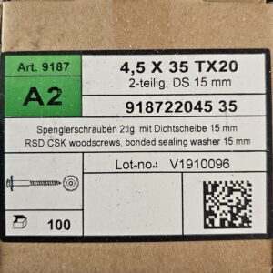 Spenglerschraube mit Dichtscheibe 4,5×35 tx20
