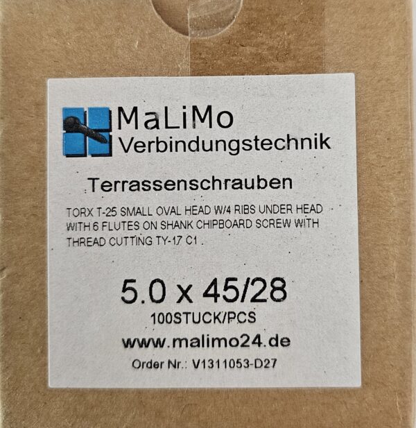 Terrassenschrauben 5,0×45 100 Stück  torx